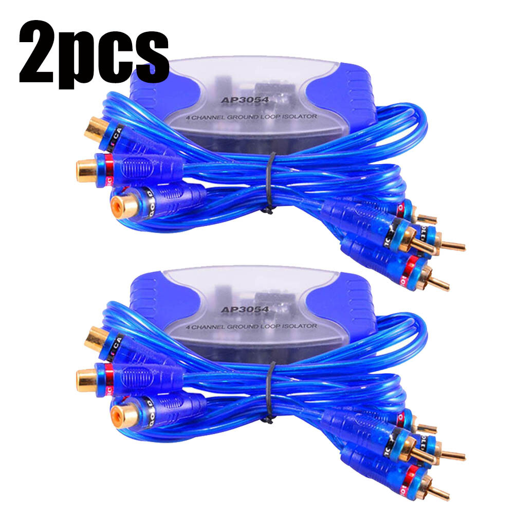 4-Channel RCA Audio Noise Filter Suppressor Ground Loop Isolator Car Stereo 2Pcs