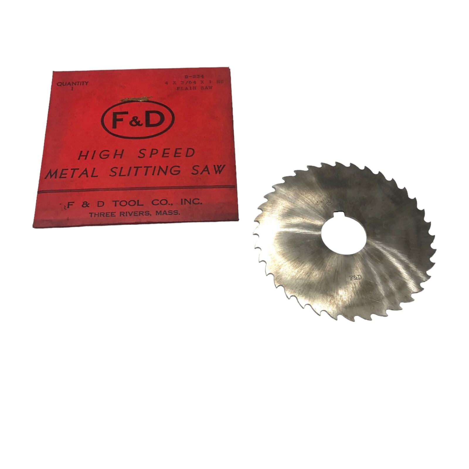 F & D Tool B-234 HSS High Speed Metal Slitting Saw 4” x 3/64 x 1"  New Old Stock