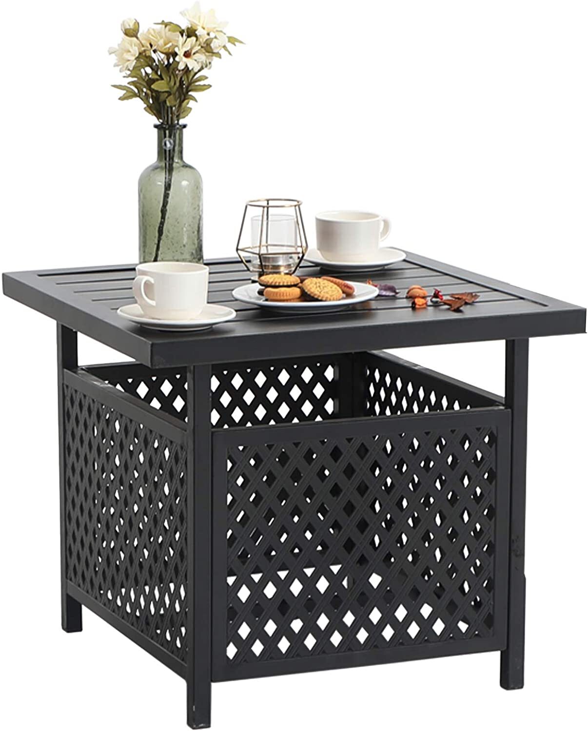 Outdoor Table Patio Umbrella Side Table Coffee Bistro Table w/1.5" Umbrella Hole