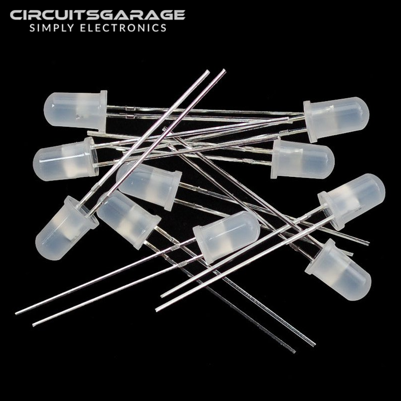 50 X 5mm Milky Diffused White Clear LED Light Emitting Diode Bulb - USA