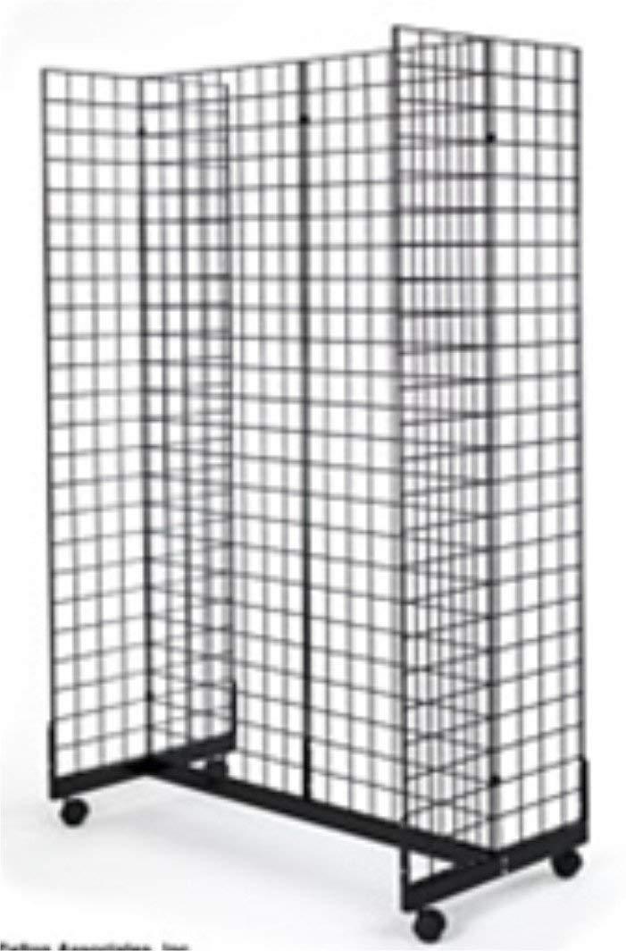 Display Grid Rack 4 Panels Rolling Metal Retail Wall Store Craft Show Art Stand