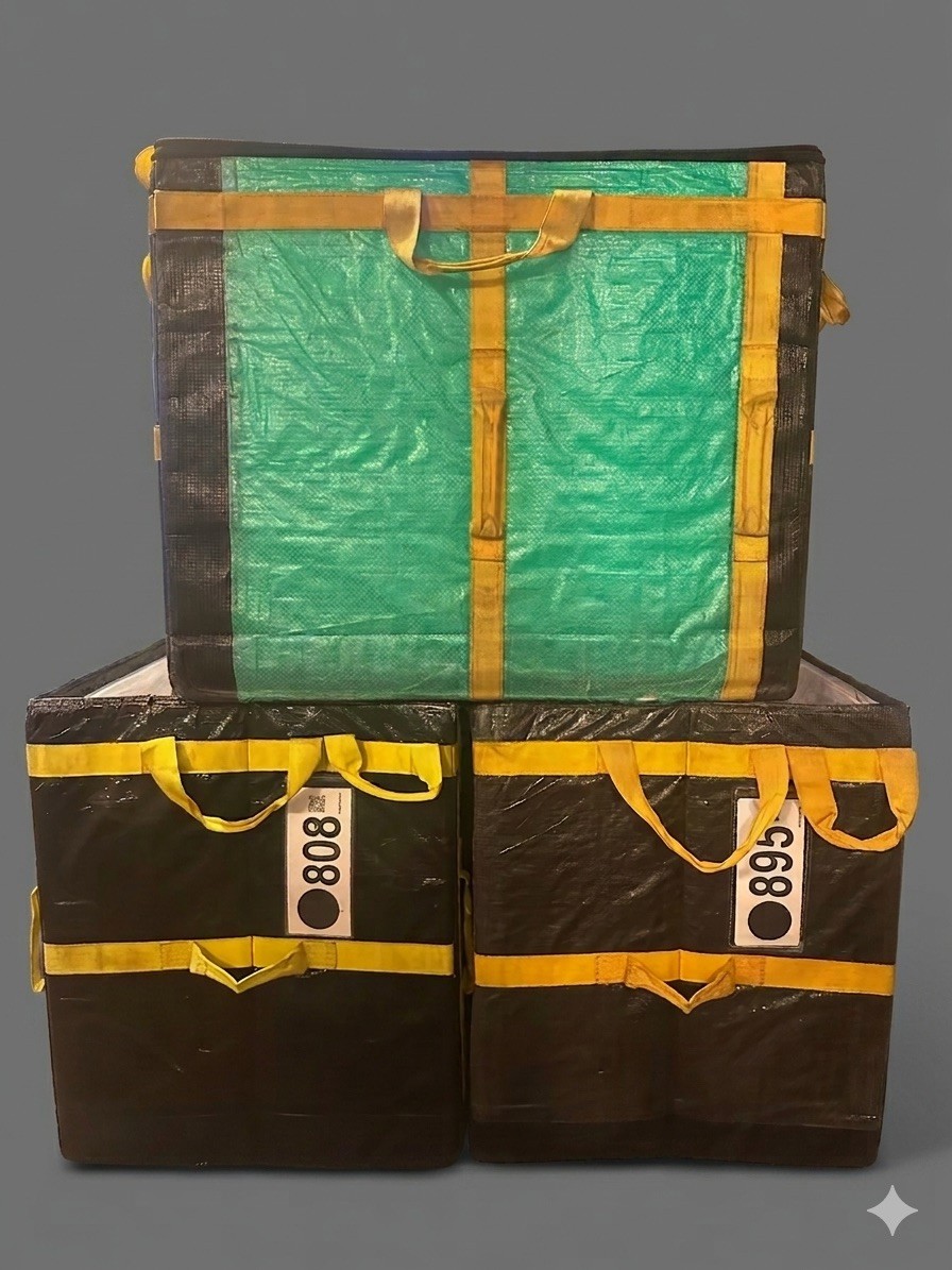 (3) AMAZON COURIER LARGE DELIVERY STORAGE BAGS 28x24x20 MIXED LOT OF 3 TOTES