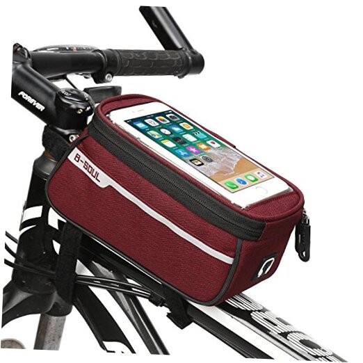 Bike Front Frame Bag,Bike Phone Mount Bag Touch Screen Phone Case Holder Red
