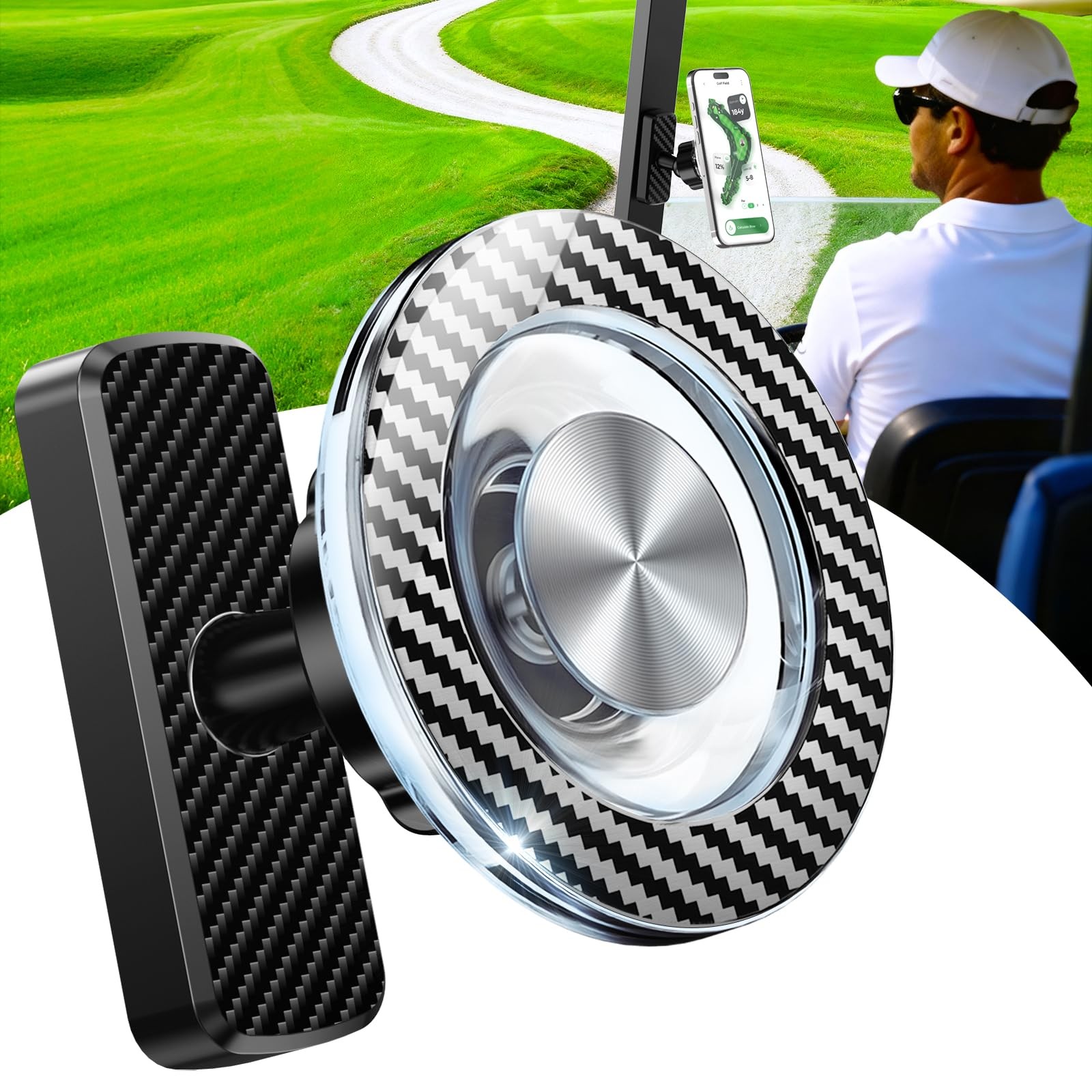 Magnetic Golf Cart Phone Holder, Fathers Day Dad Gifts for Carbon Fiber