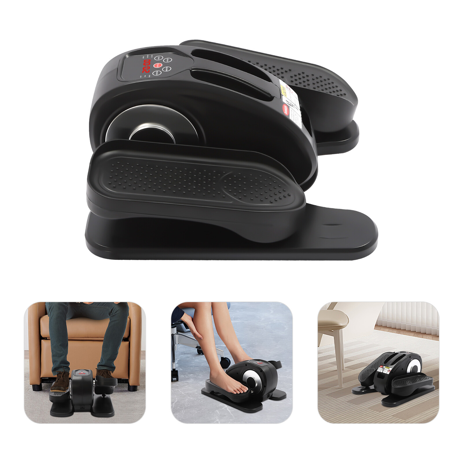 Mini Under Desk Elliptical Machine Elliptical Trainer Black & Sliver W/ Remote