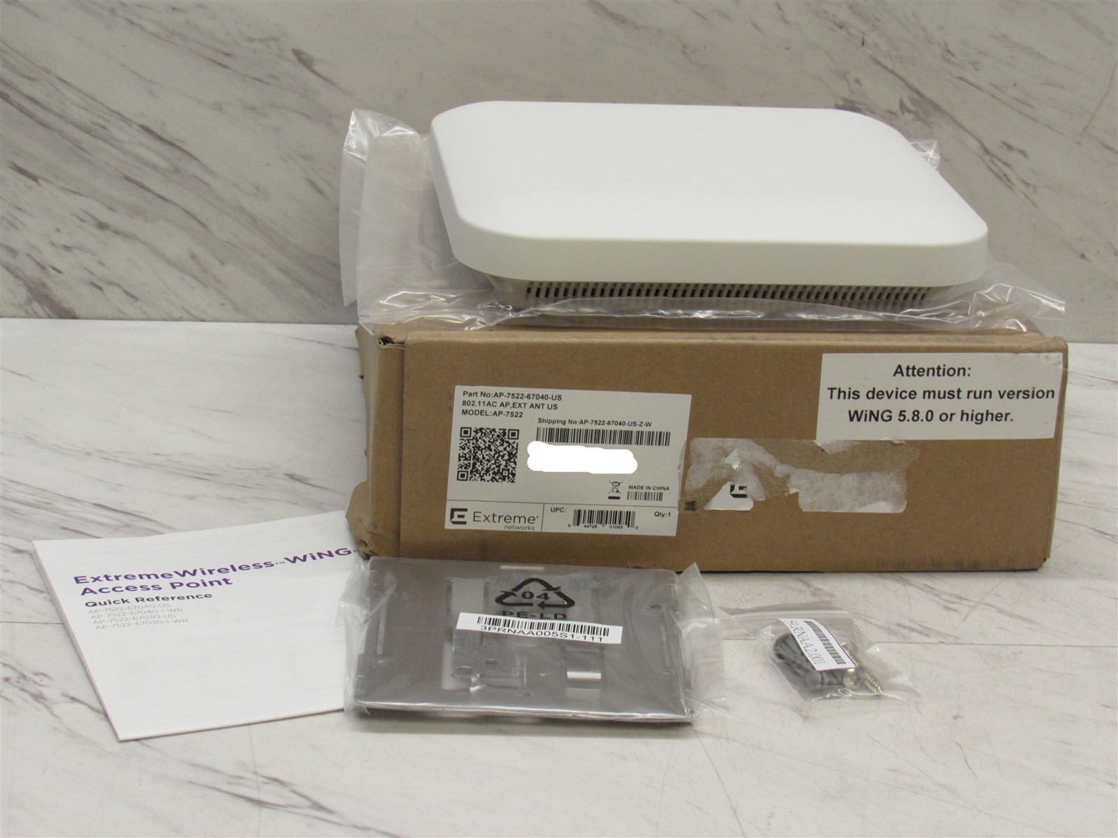 NEW Extreme Networks WiNG AP-7522 80211r 5GHz Smart RF PoE Wireless Access Point