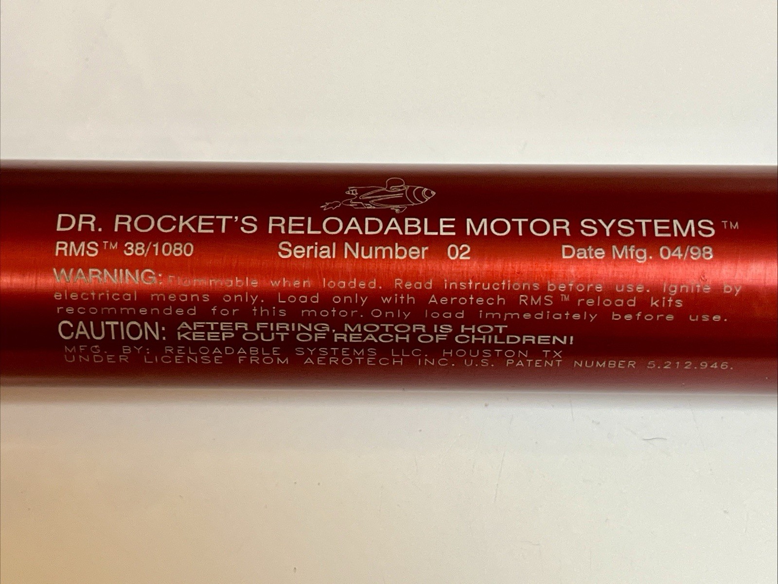 Dr. Rocket’s 38/1080 Reloadable Motor System Aerotech Compatible Tube Only RARE