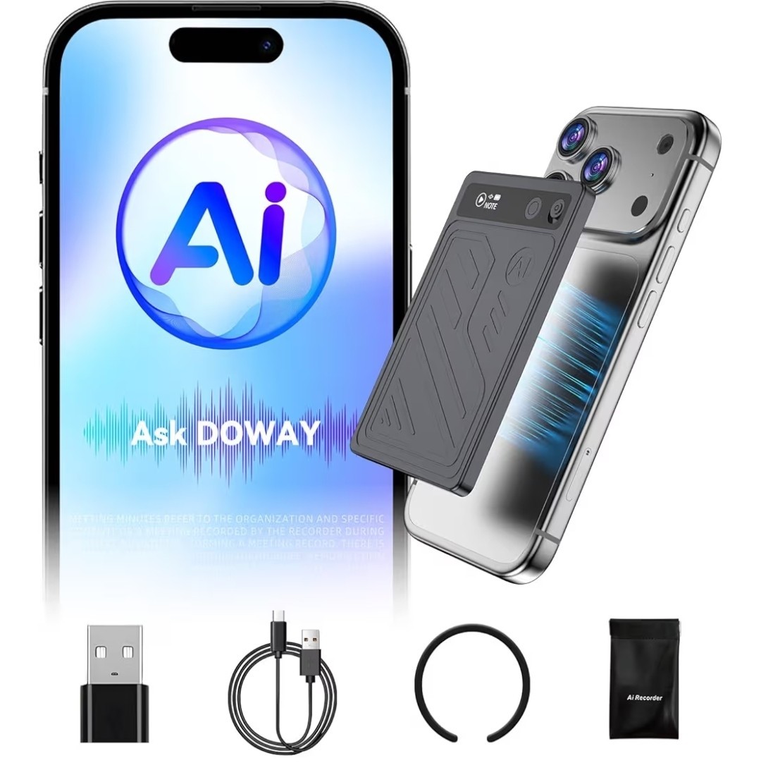 Tophorse NOTE-1 AI Voice Recorder 64GB Magnetic Pouch Sleeve Black Leather Case
