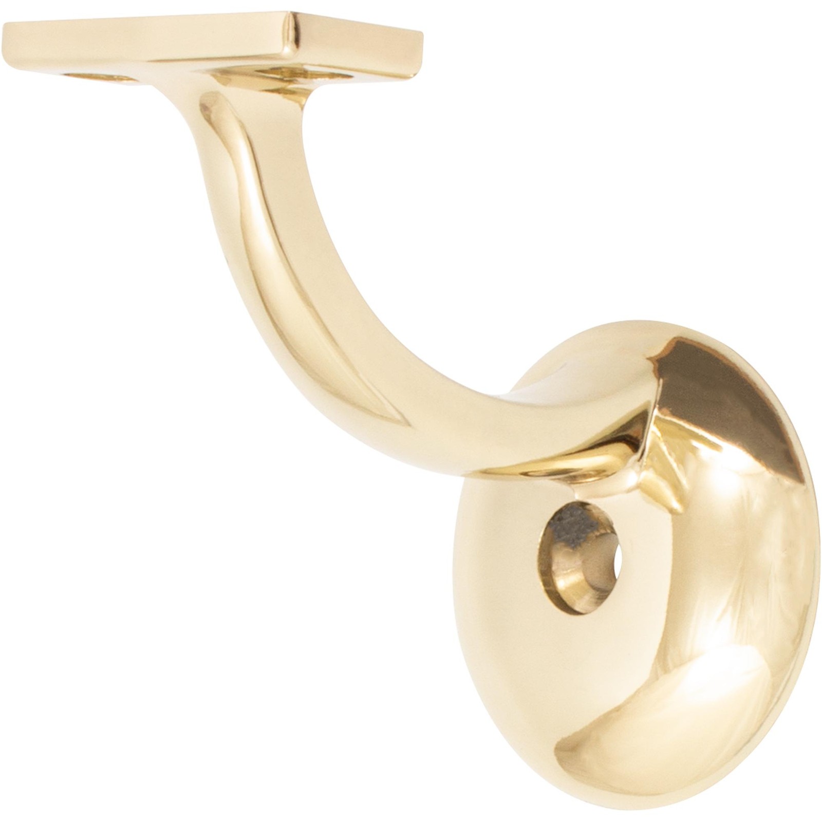 Heavy-Duty Handrail Bracket with 2-1/8" Round Base, Polished Brass by Stone Harb