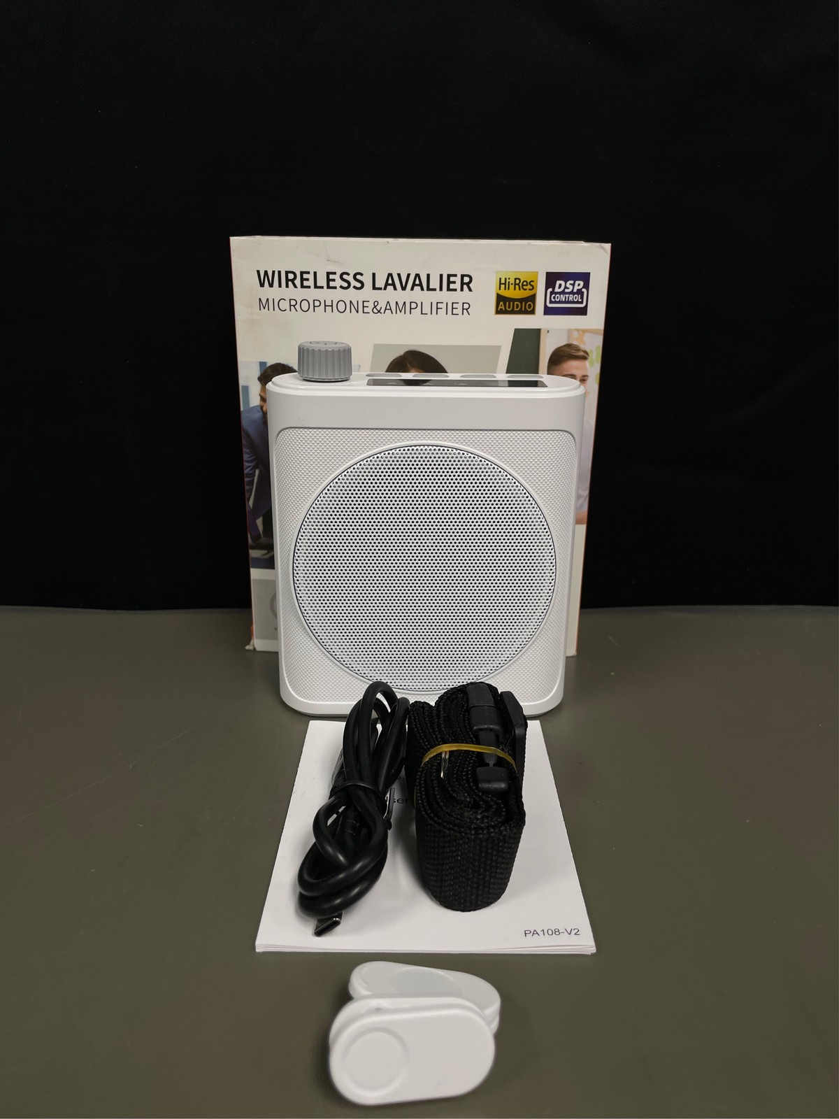 15W Wireless Voice Amplifier with 2 Magnetic Lavalier Mics & Noise Reduction - B