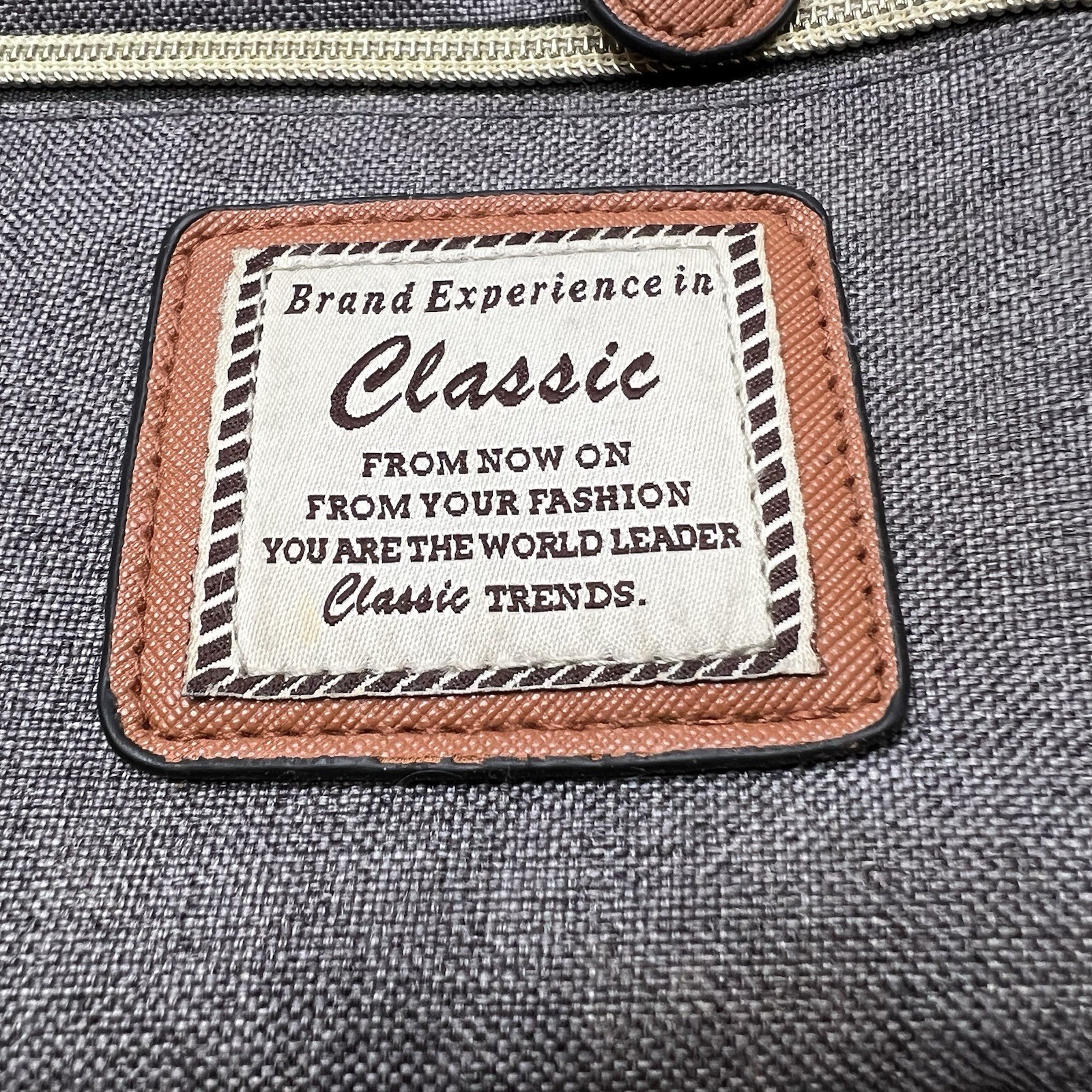 Classic Gray with Brown Detail Laptop Backpack LOOSE STRAP DAMAGE