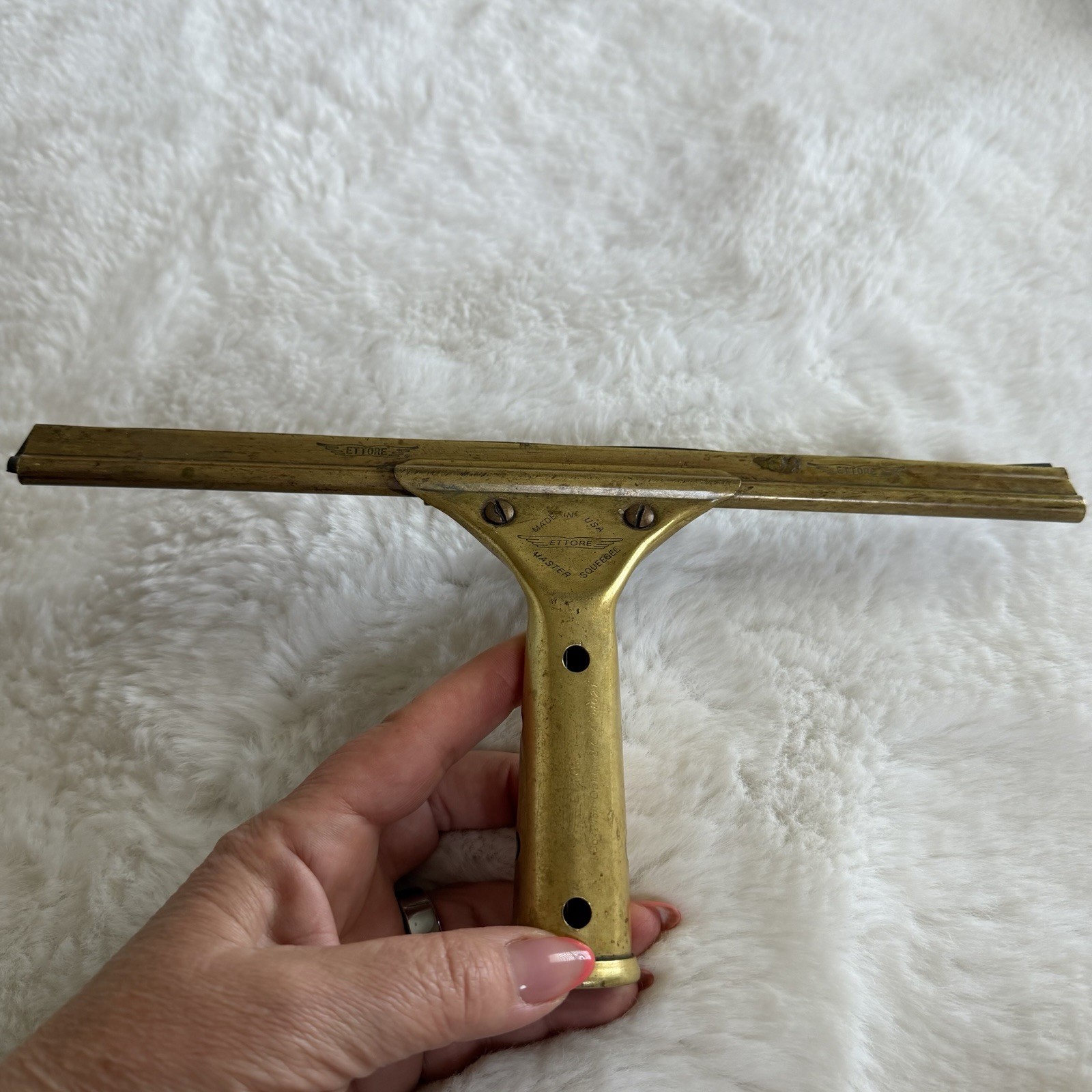 Vintage Ettore Master Squeegee Solid Brass 11.5” Made USA Window Tool