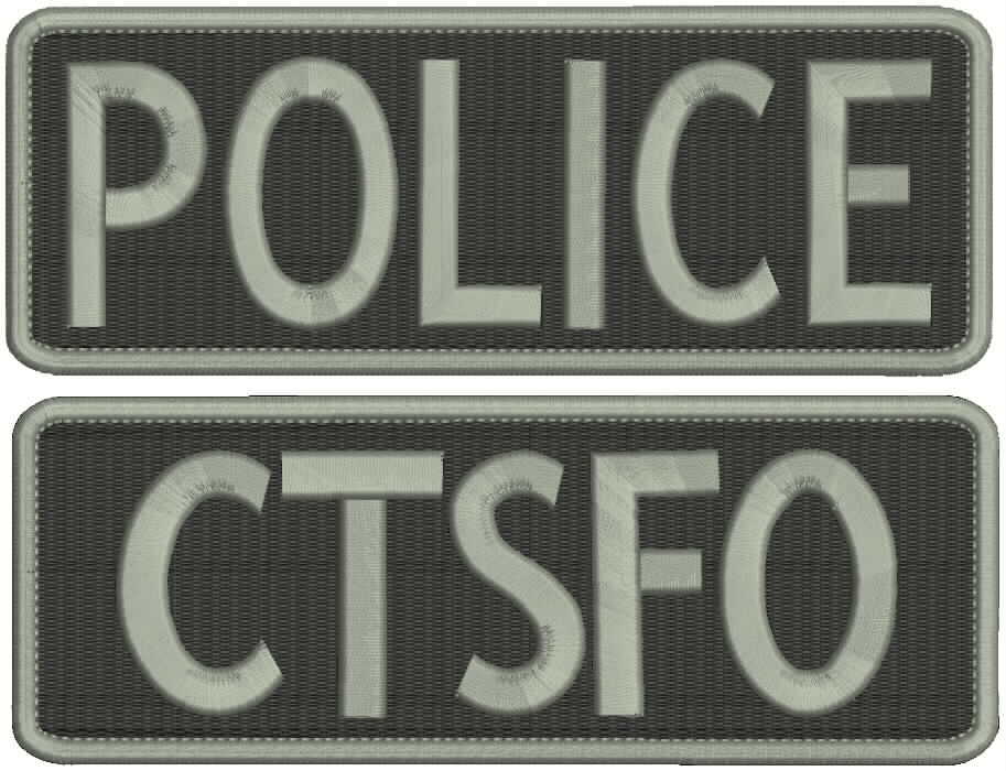 POLICE and CTSFO embroidery patches 3x8 hook silver new font