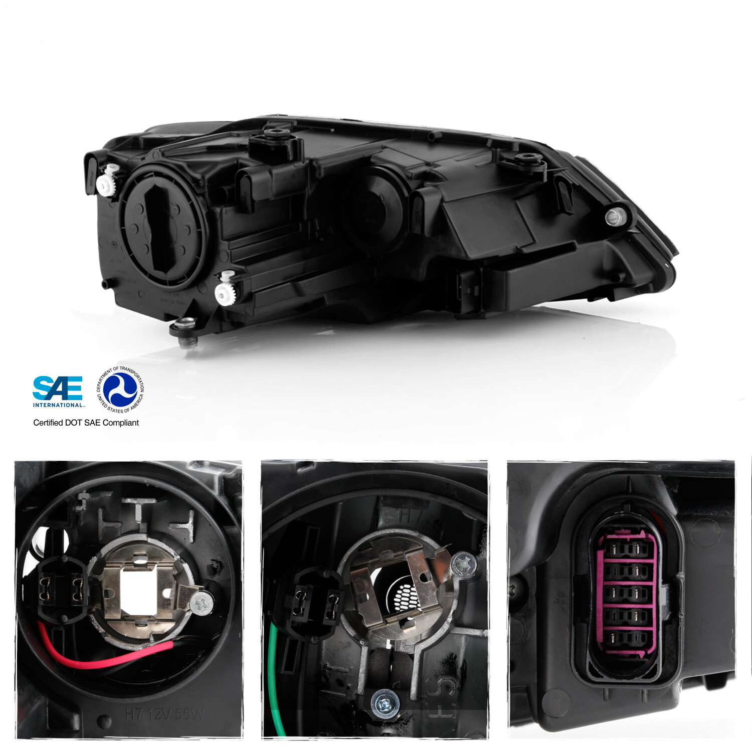 For 2017-2018 Jetta Halogen Type w/LED DRL Model Headlamps Light Tube Left+Right