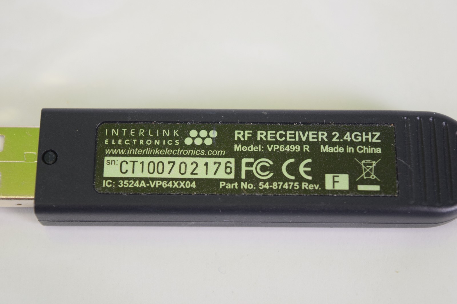Interlink Electronics Remote Control Pointer RF Receiver 2.4GHz VP6499