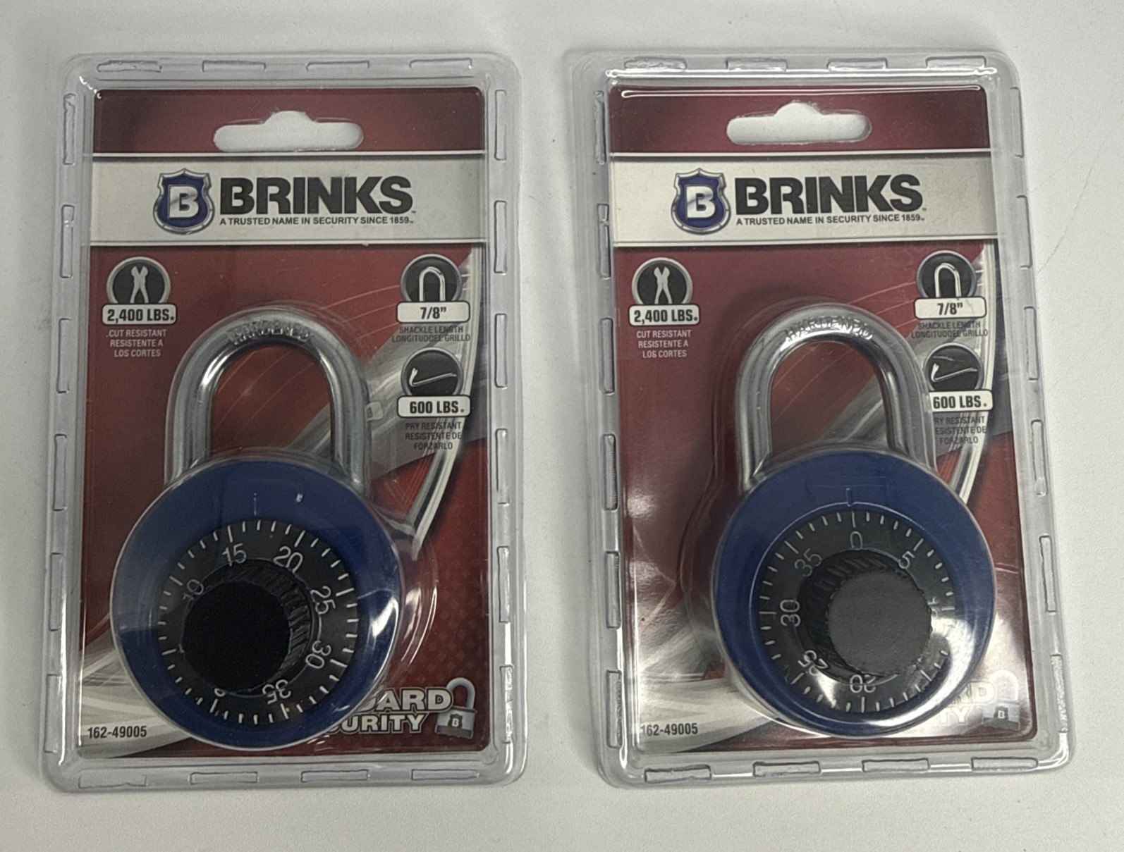 BRINKS 47mm Combination Lock Padlock 7/8 inch Standard Security • Blue 2 Pack