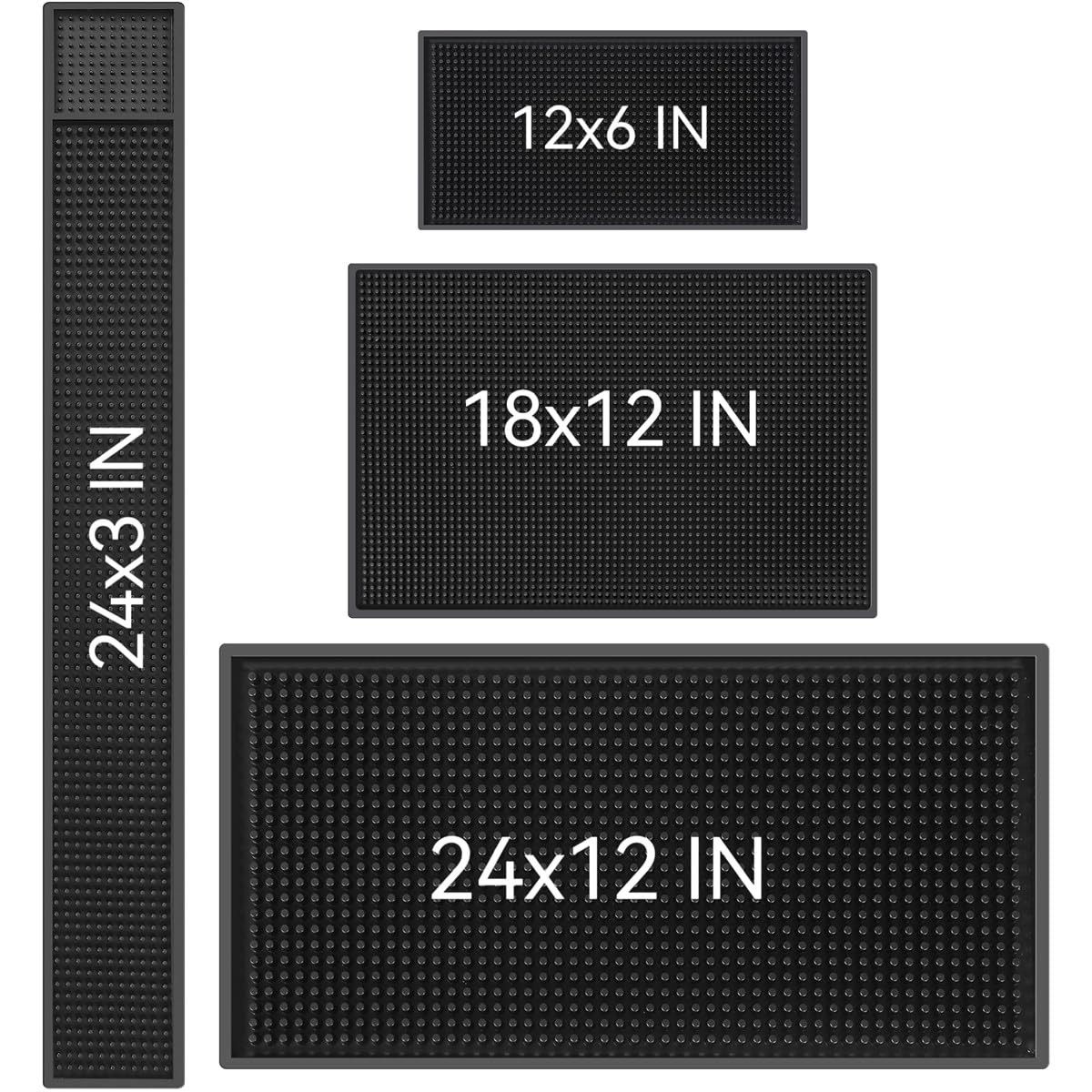 Bar Mat Set of 4 Nonslip Flexible Black Bar Spill Mat Barber Mats Dish Drying...