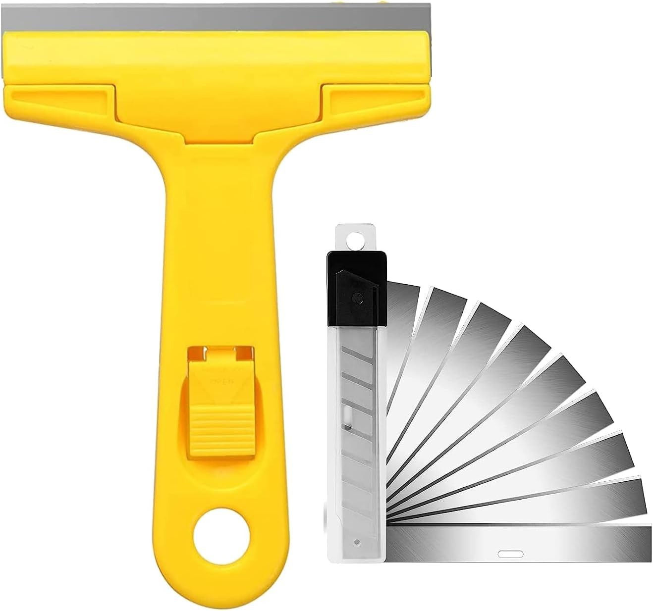 Razor Blade Scraper, 4" Scraper Tool with 10 Extra Replacement Metal Blades, ape