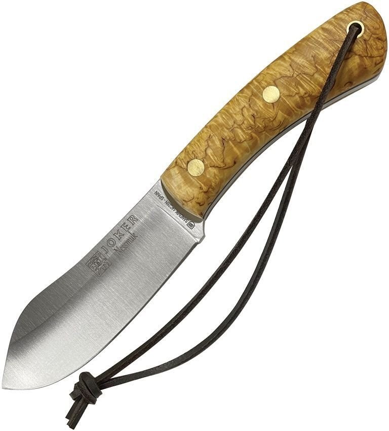 Joker Nessmuk Fixed Knife Sandvik 14C28N Steel Full Blade Curly Birch - CL136