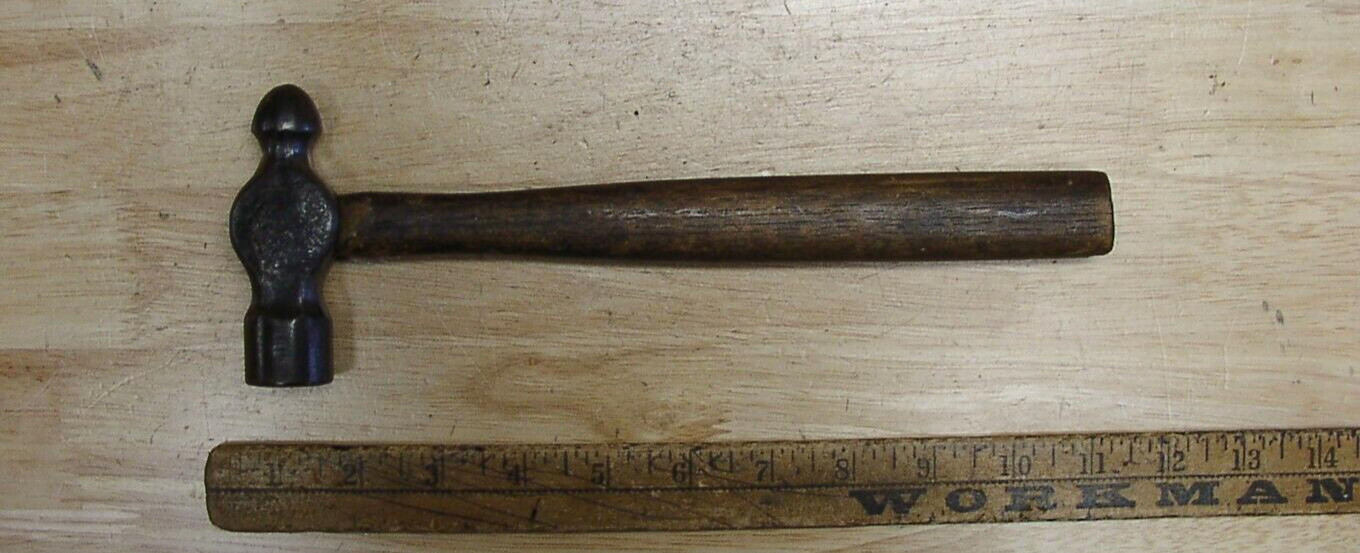 Old Used Tools,Vintage Unbranded Ball Peen Hammer,13.1 oz,1-1/16" Face,VGC