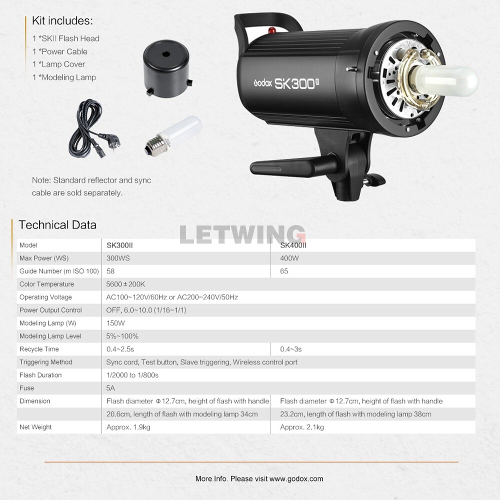 US Godox 400W SK400II Studio Flash Stroble Head+ 120cm Softbox 2.8m Light Stand