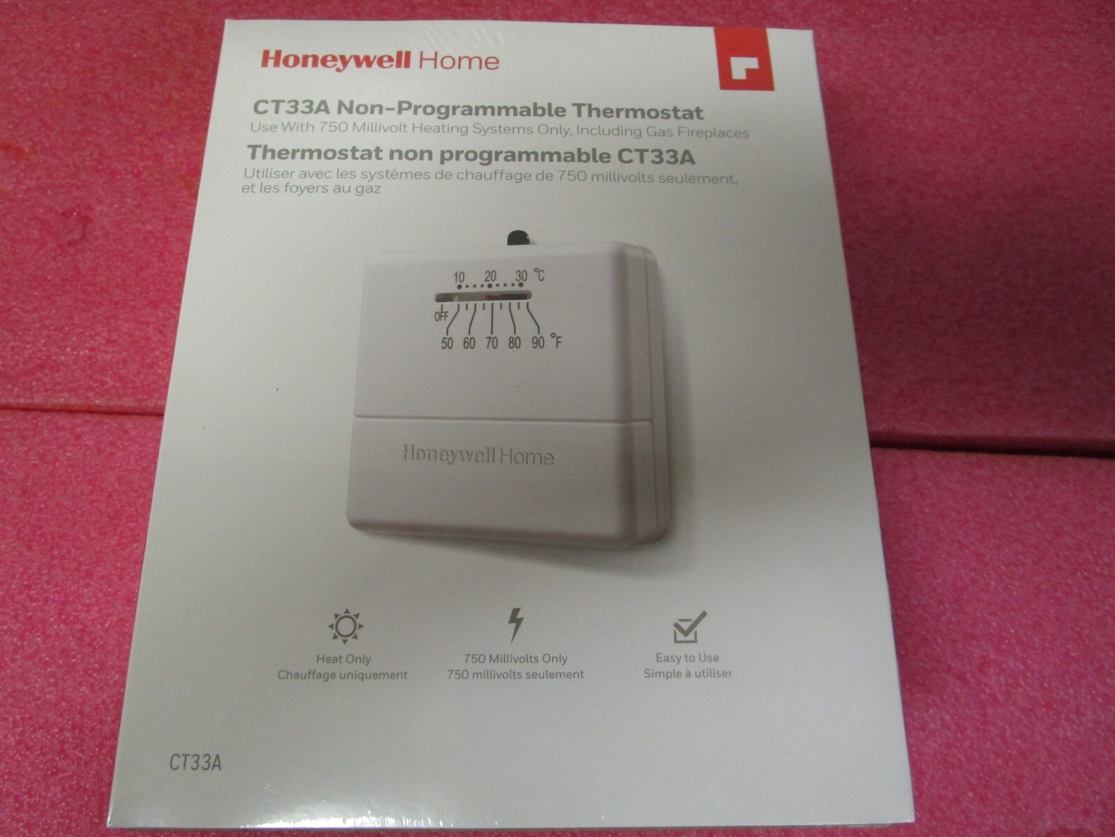 Honeywell CT33A1009 Millivolt Heat-Only Non-Programmable Thermostat CT33A - NEW