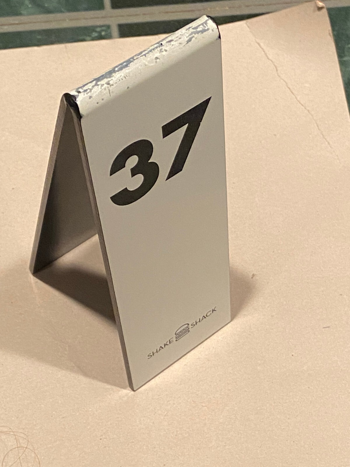 Shake Shack #37 Plastic White Table Tent *Pre Owned/w/Wear* rrr1