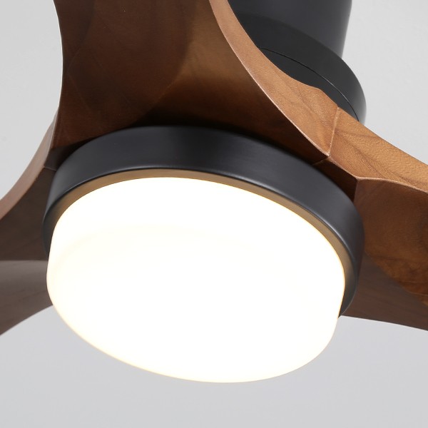 60" Ceiling Fan With Lights 3 Solid Wood Fan Blade Noiseless Reversible Motor