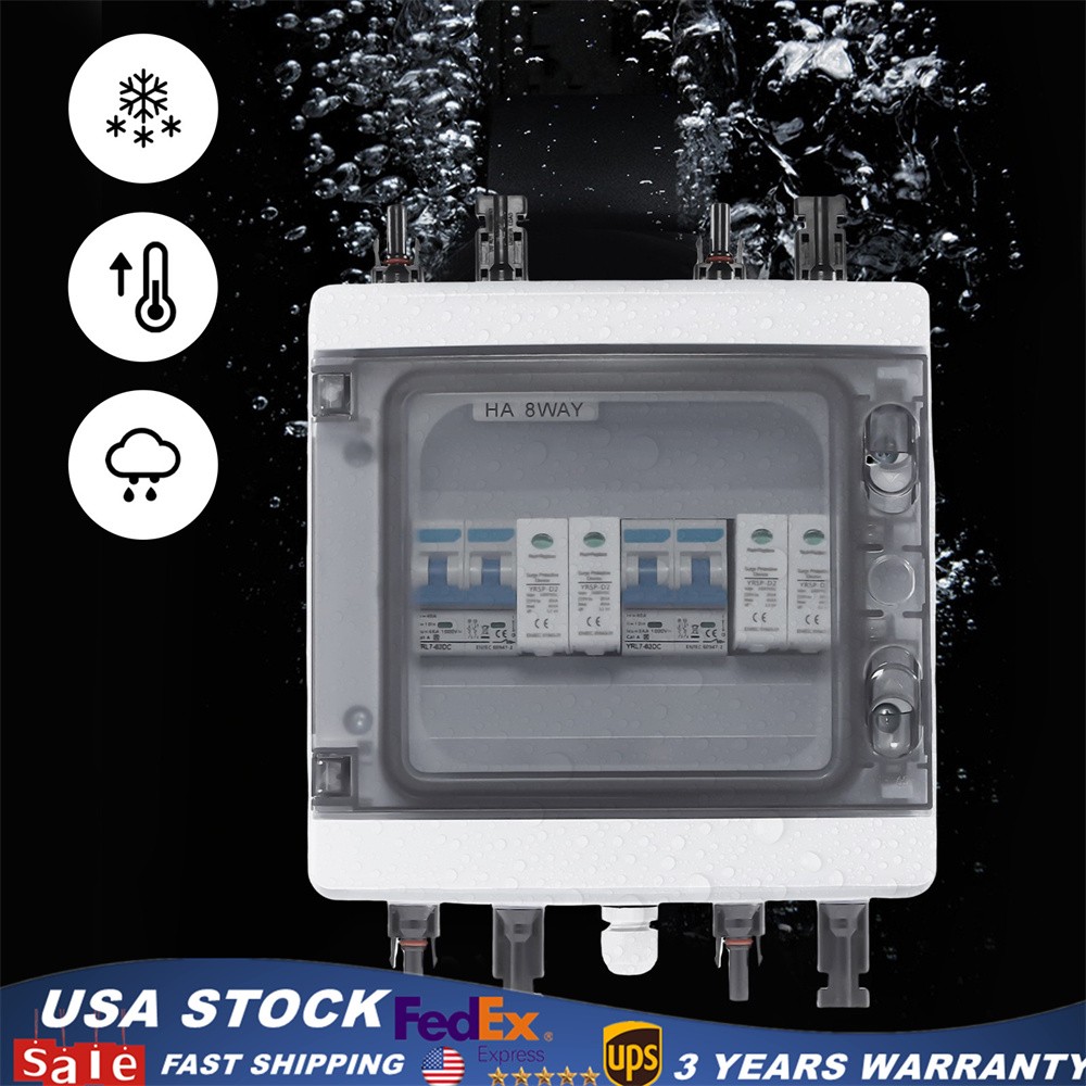 2 Strings Solar Combiner Box FIT Solar Panel Disconnect Switch Circuit Breaker