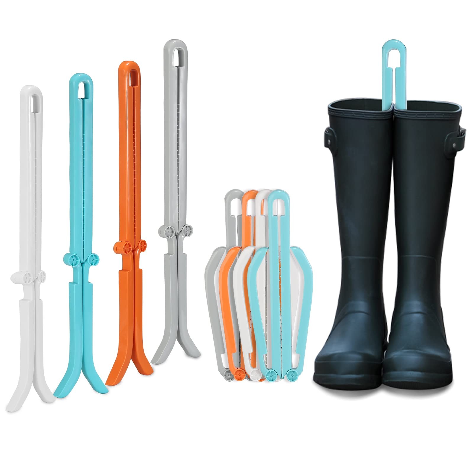 Folding Boot Shapers Adjustable Boot Stands Boots Holders for Tall and Knee H...