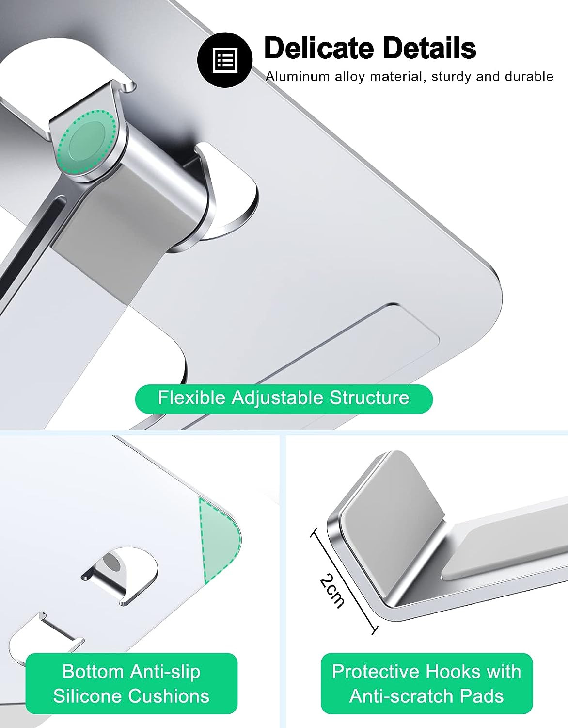 Foldable Laptop Stand, Height Adjustable Ergonomic Computer Stand for Desk, Alum