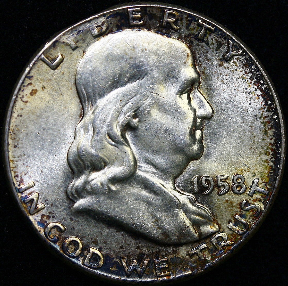 1958 50C  Franklin Half Dollar BU TONED #H23