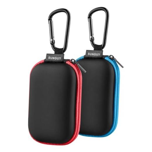 Earbuds Case 2Pack, Rectangle Earbuds Carrying Case, Portable Red+Blue