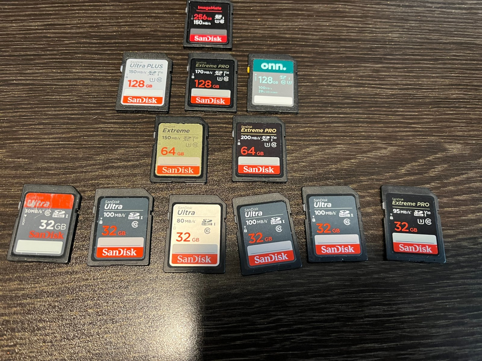(12) SD Memory Cards  (1) 256gb (3) 128gb