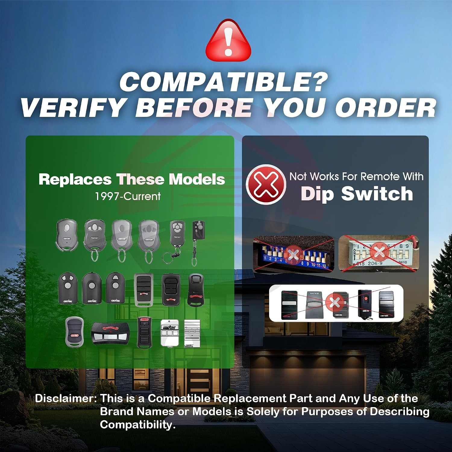 Lightweight 2-Pack Garage Door Remote with Rolling Code Security - Genie & More