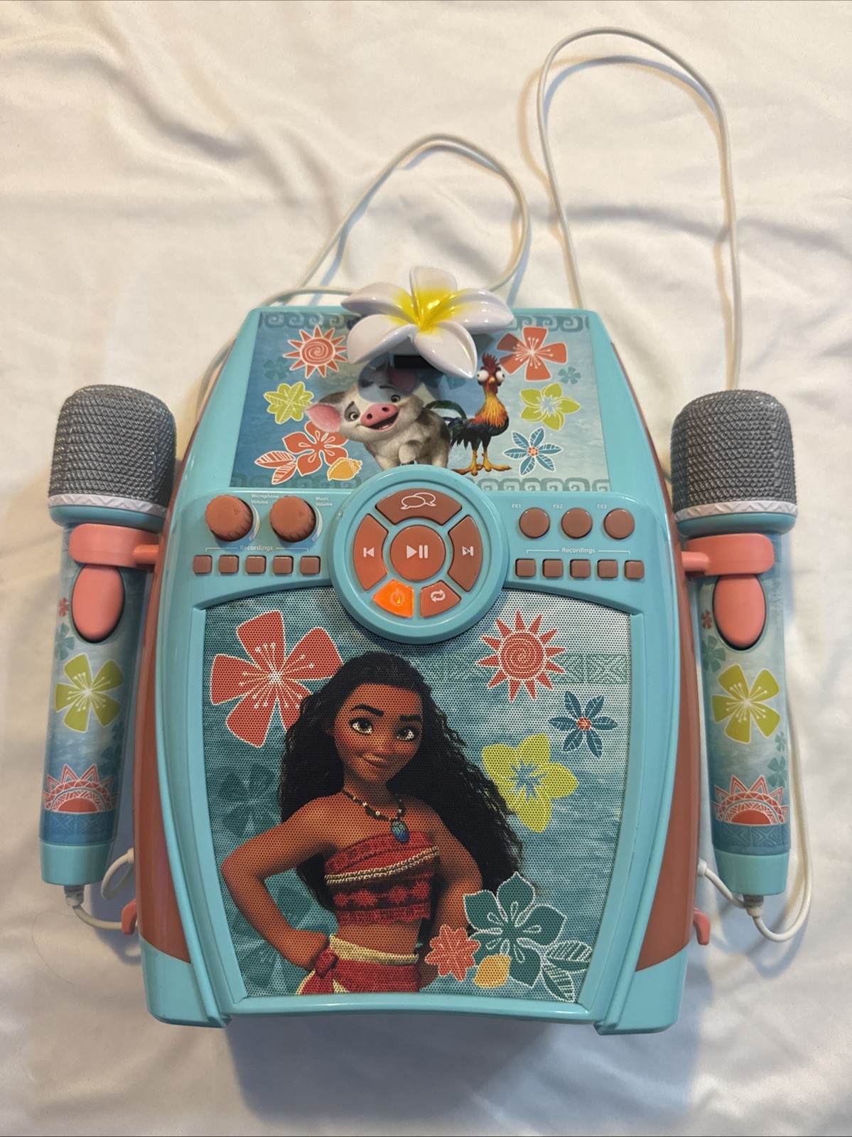 Disney Moana Karaoke Recording Studio Machine Built In Vocal Effect 2 Microphone