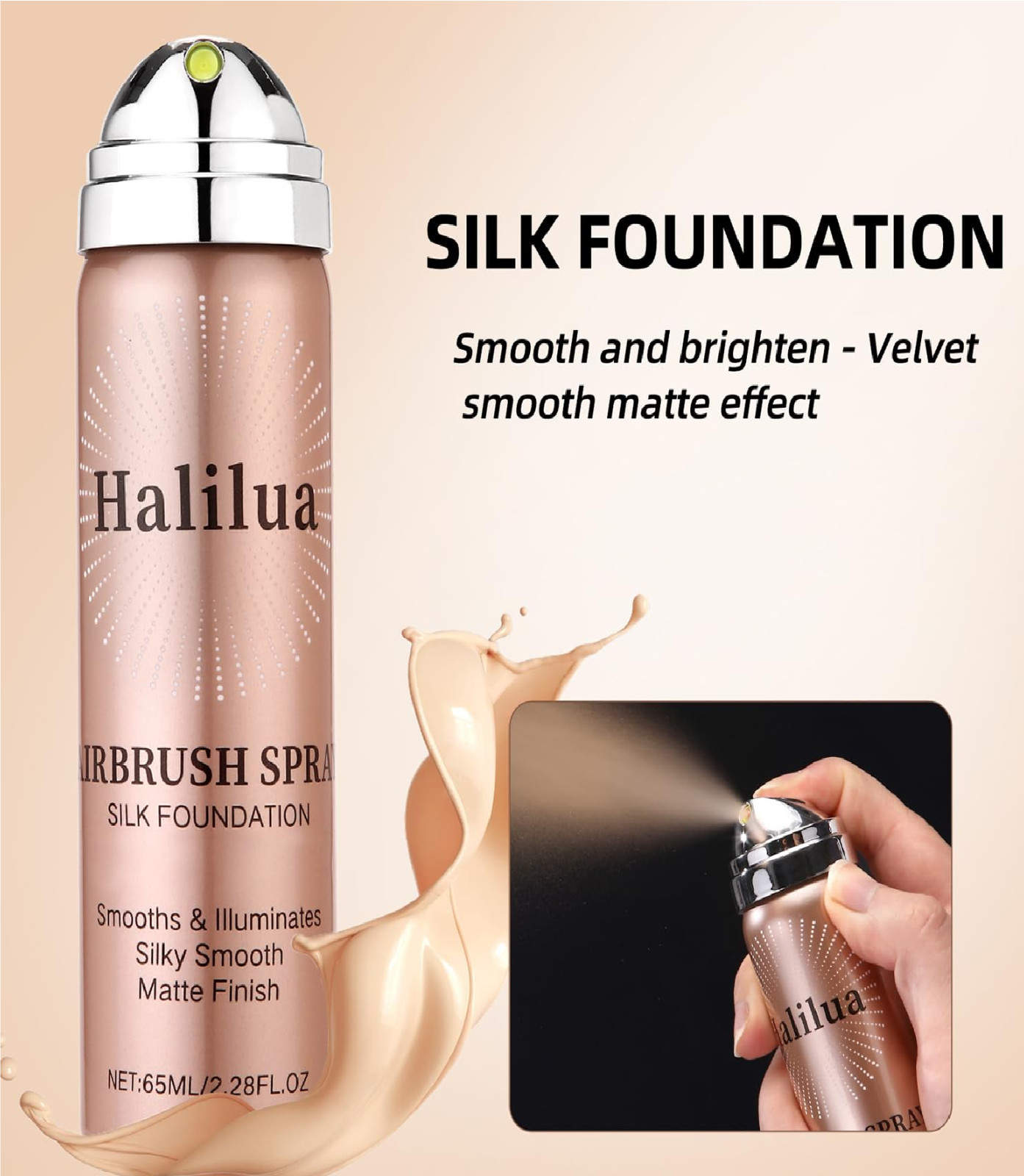 Airbrush Foundation Spray with Brush - Full Coverage Magic Minerals Airbrush Fou