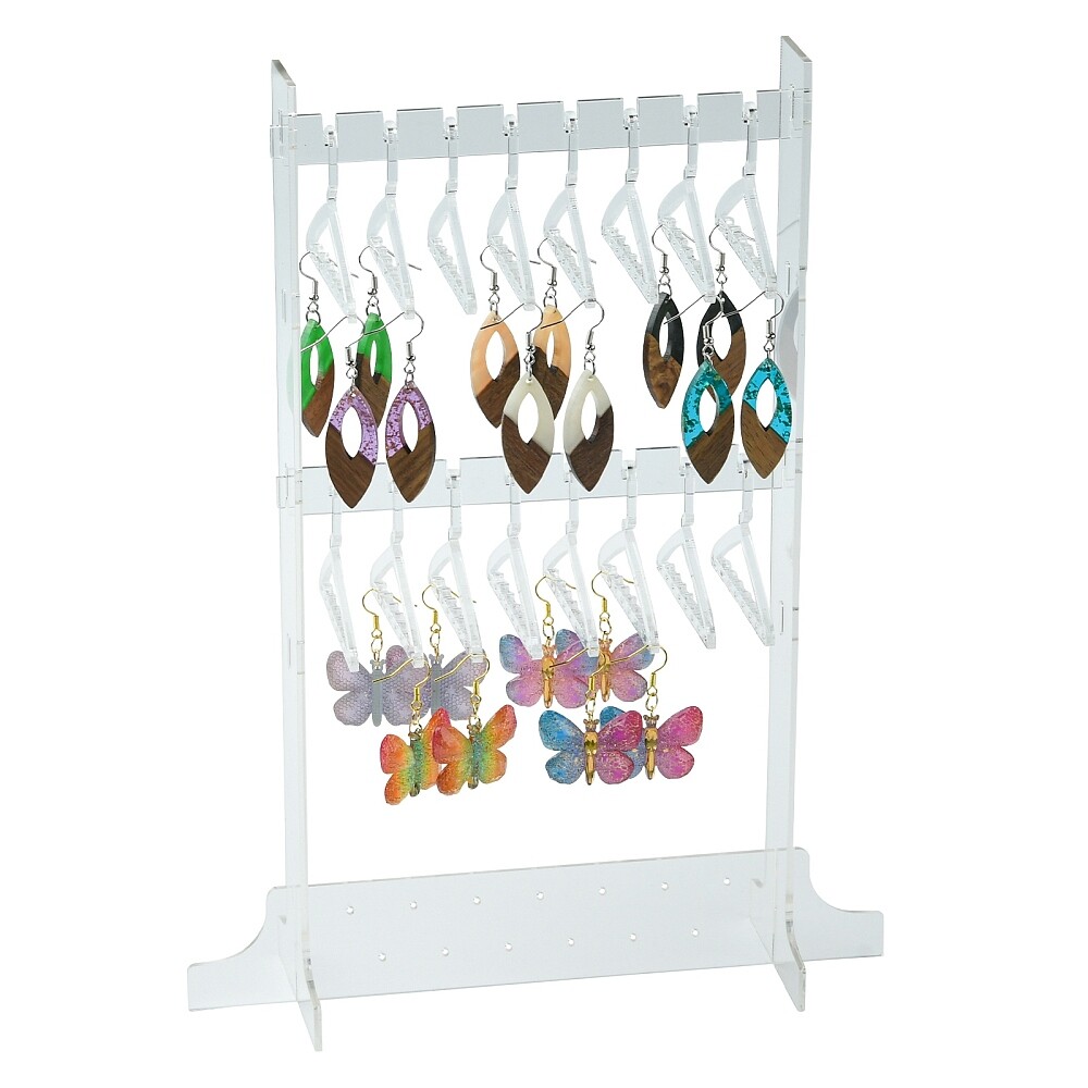 Transparent Acrylic Earring Display Stand Large Earring Hanger 2 Layers Storage