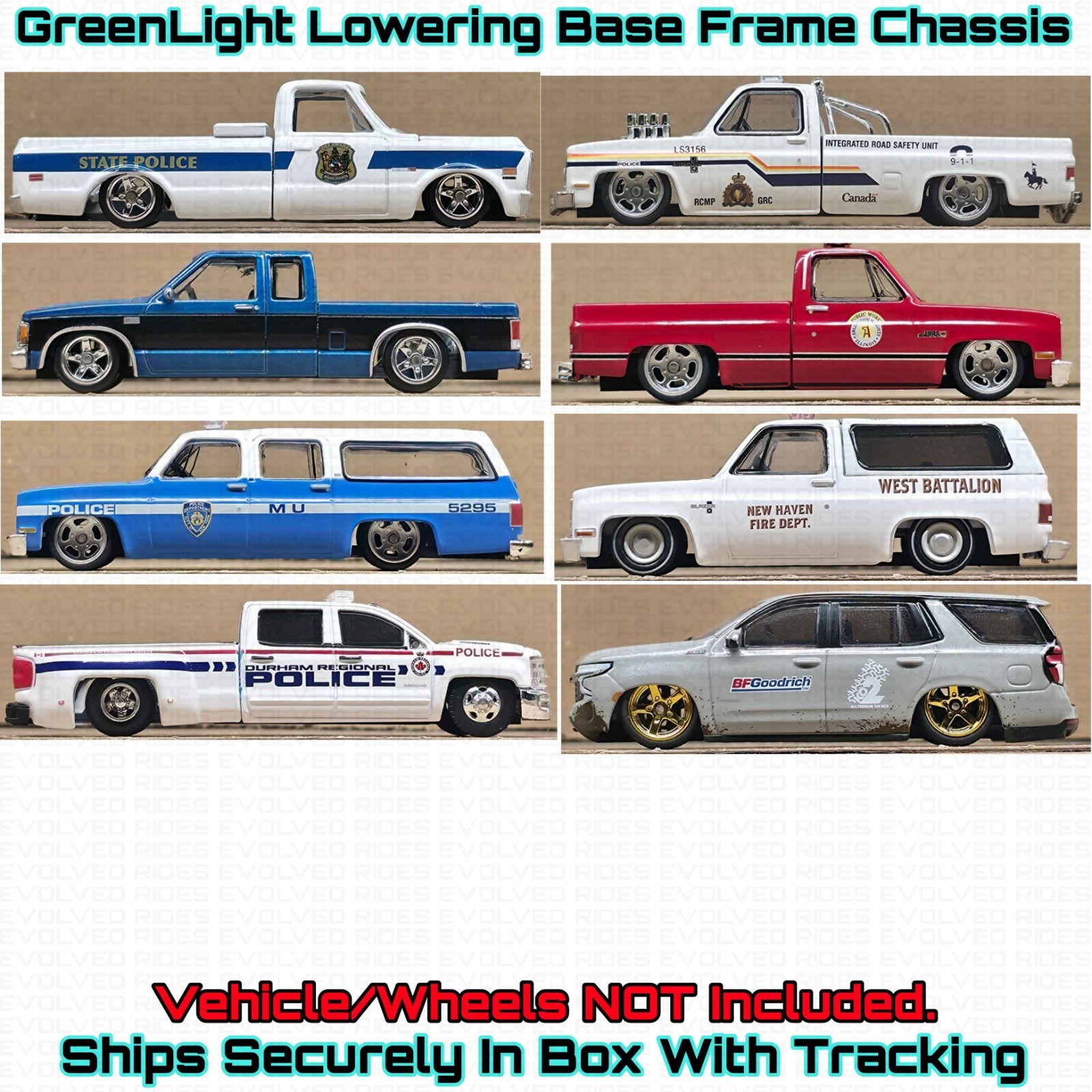 Lowering Base Frame 3D Printed For 1/64 Scale Greenlight Chevy GMC Trucks & SUVs