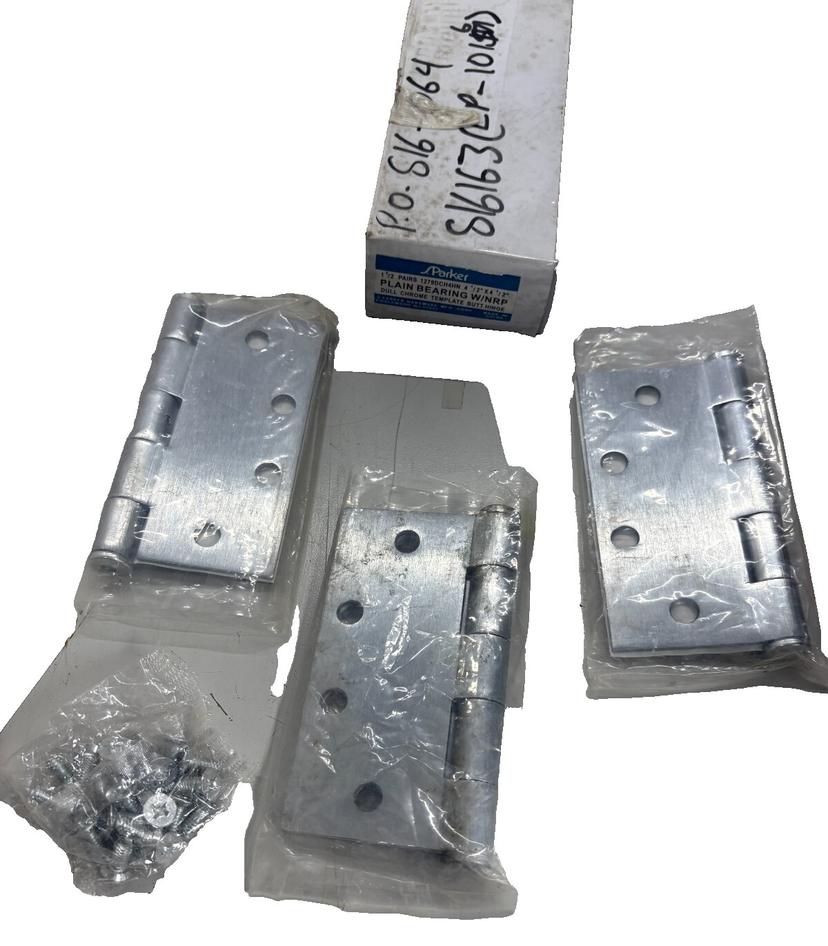 S. PARKER 1279DCH4HN 1-1/2" BALL BEARING DULL CHROME TEMPLATE BUTT HINGE