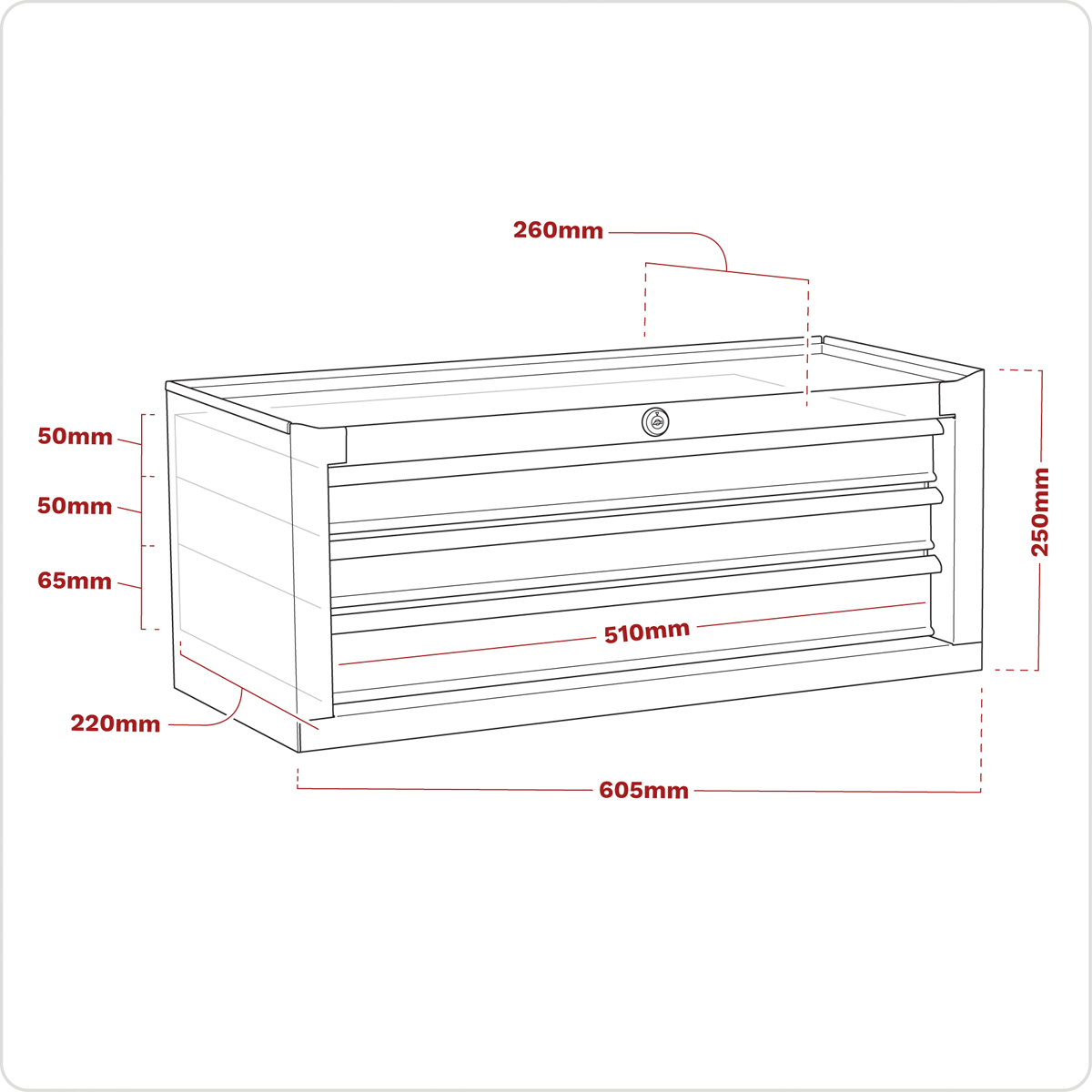 Sealey American Pro 3 Drawer Tool Chest Red / Grey