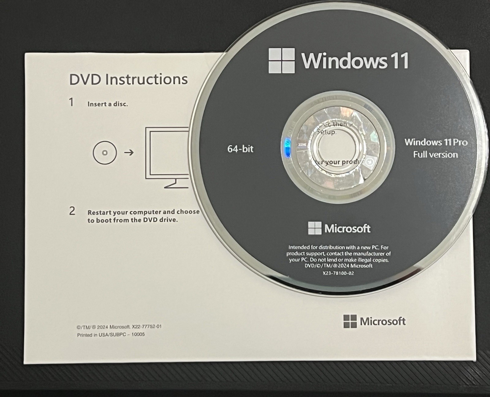 Windows 11 Pro 64-bit DVD With Key Factory Sealed