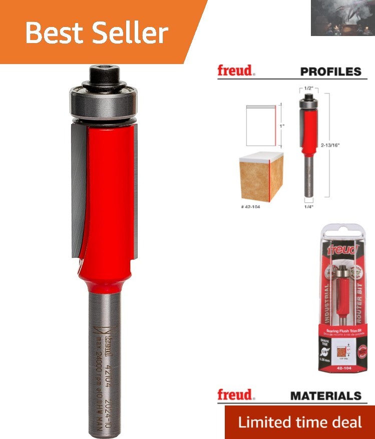 Professional 1/2" Bearing Flush Trim Bit - Vibration-Free & Anti-Kickback Design