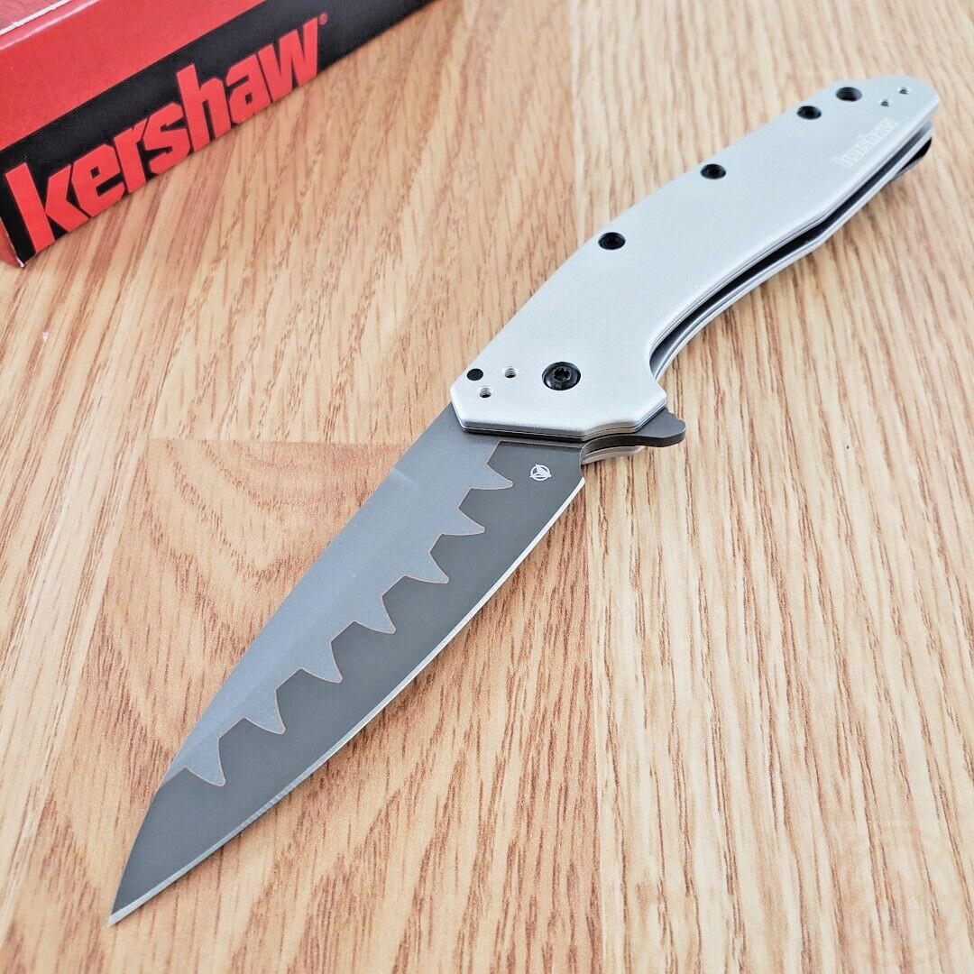 Kershaw Dividend Folding Knife 3" N690 / D2 Steel Blade Gray Aluminum Handle