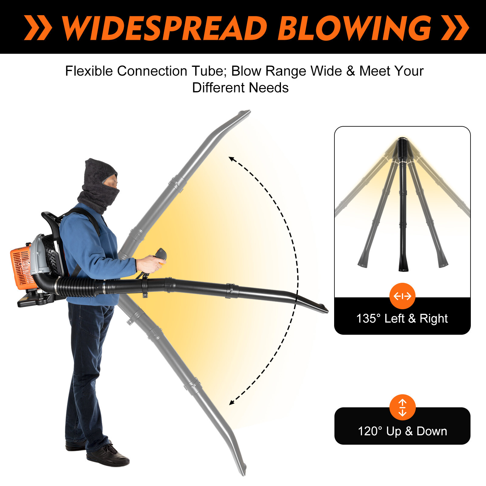 New 63CC 2-Stroke Backpack Gas Leaf Blower, 4.3HP, 850CFM Commercial Use
