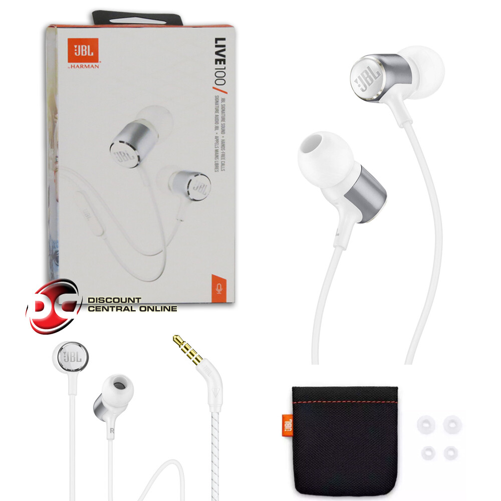 JBL LIVE 100 SIGNATURE SOUND WIRED EARPHONES IN-EAR HEADPHONES (WHITE)