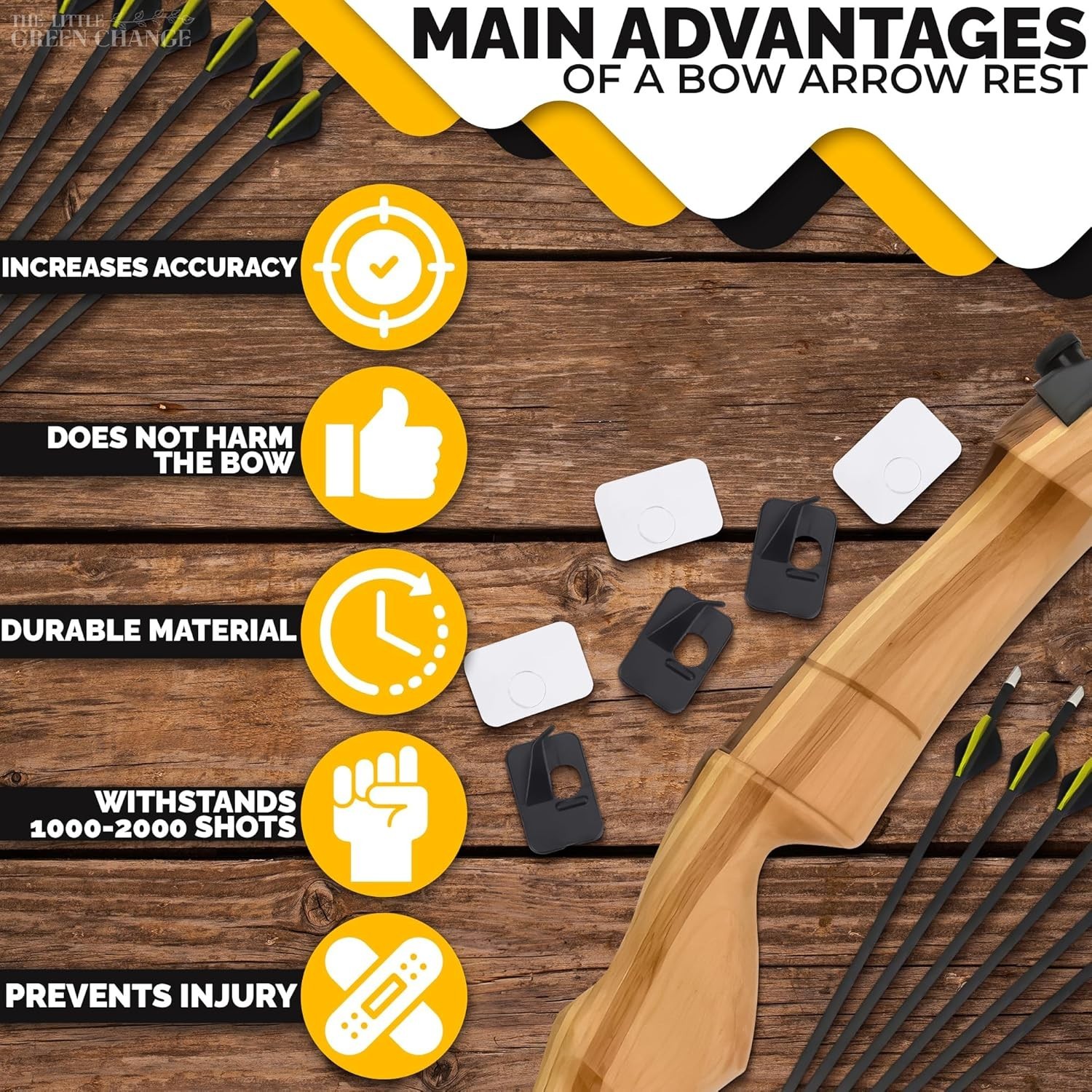 Right-Hand Recurve Bow Arrow Rest - 6 Durable Self-Adhesive Rests for Precision
