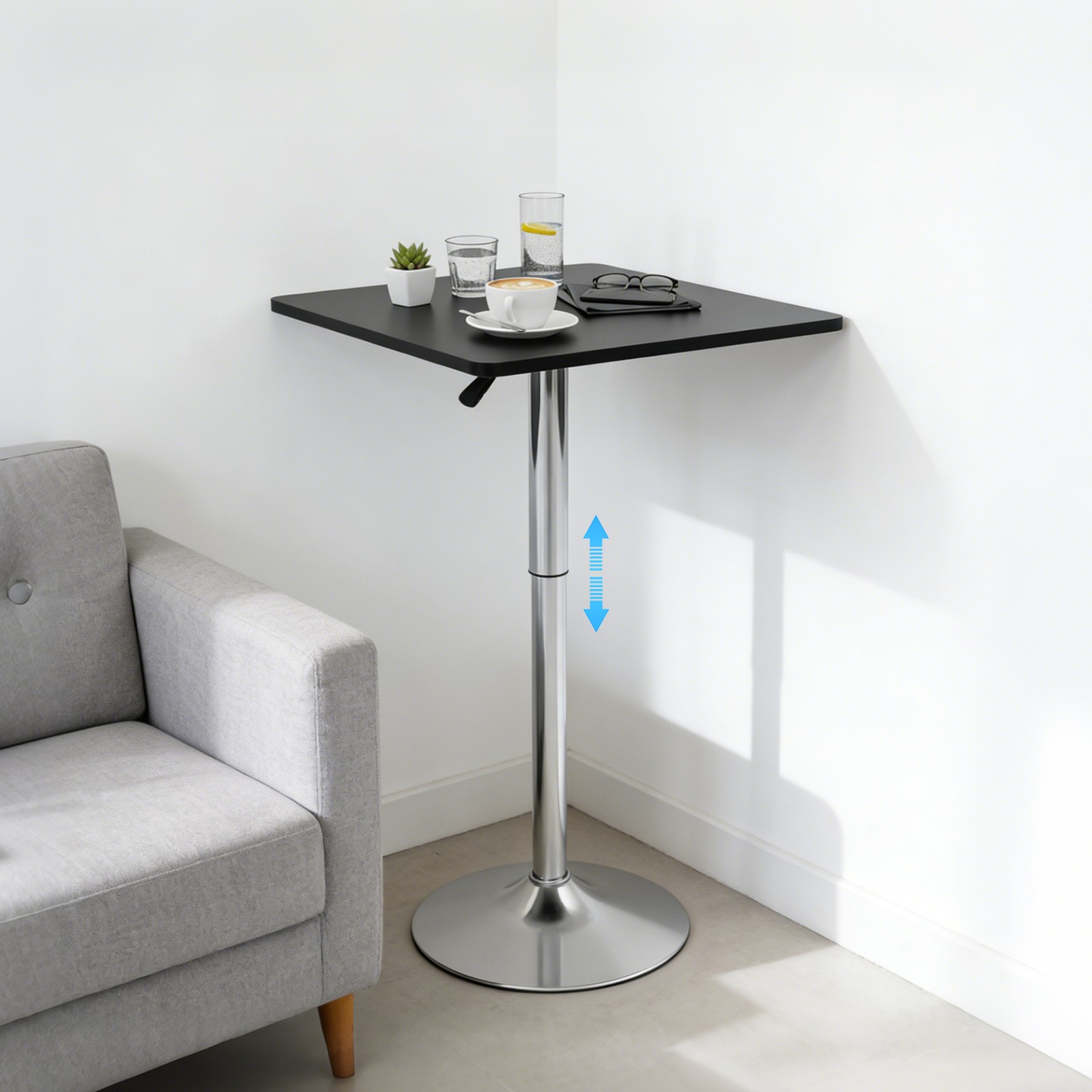 Modern Bar Table Metal Sofa Side Table Cafe Table Height Adjustable End Table