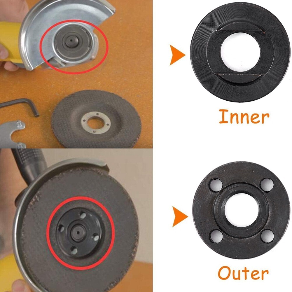 2pcs M16 Thread Replacement Angle Grinder Inner Outer Flange Nut Kit Tools