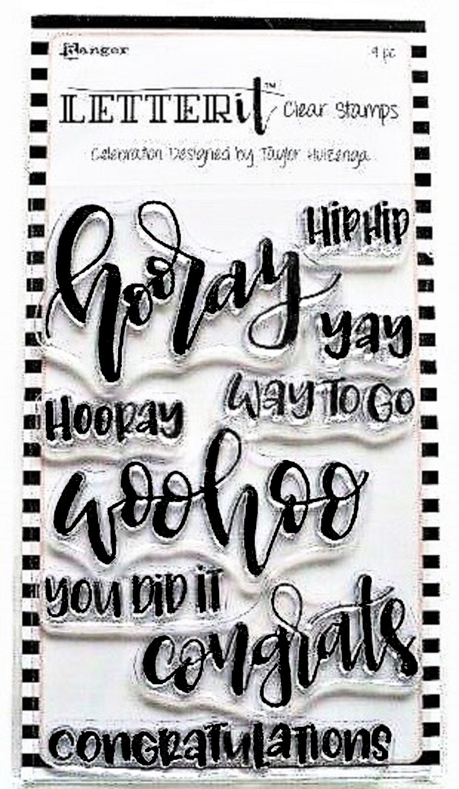 Celebration Congrats Hooray Clear Acrylic Stamp Set by Ranger Letter It NEW!